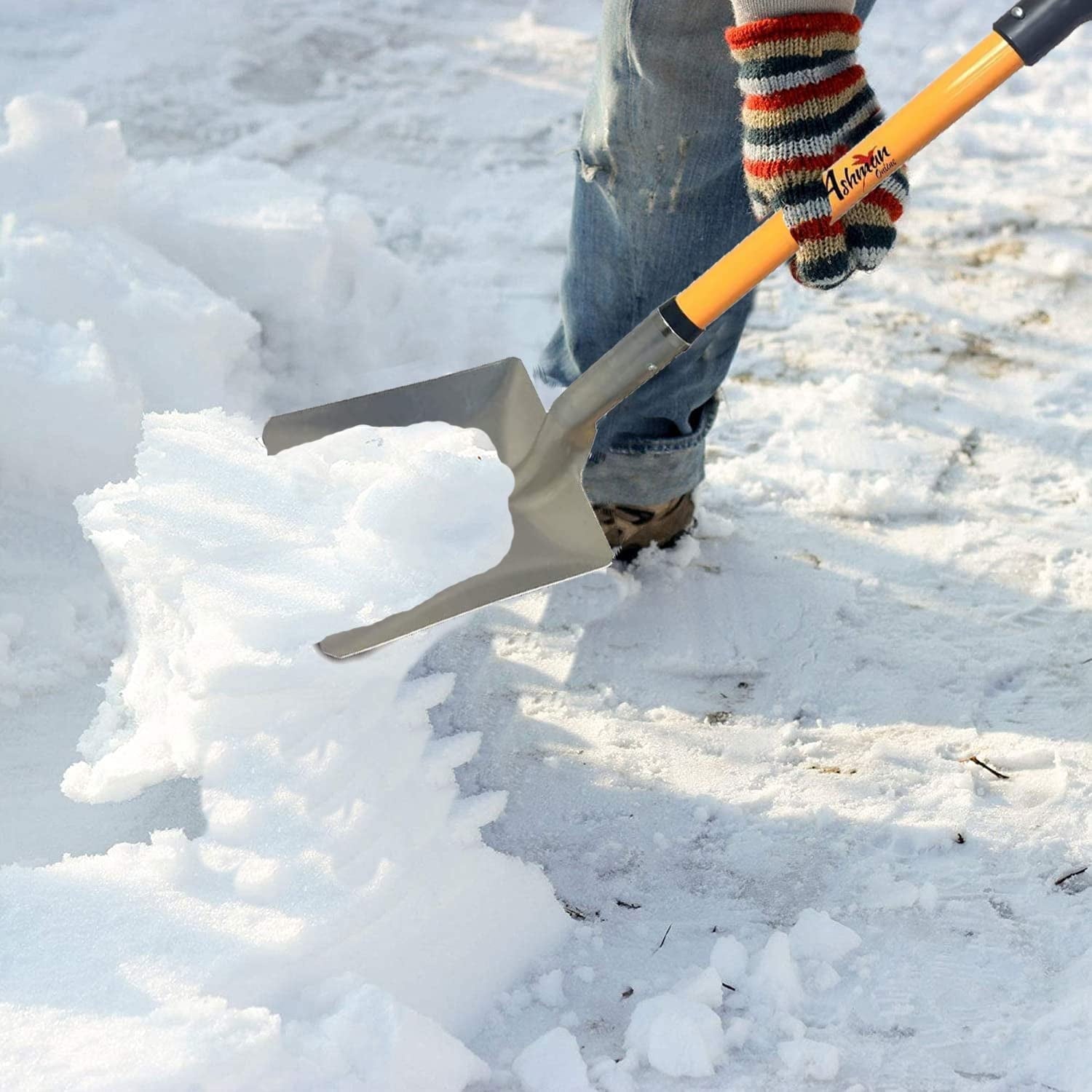 Ashmanonline Square Head Aluminum Snow Shovel with Durable Handle (2 Pack).