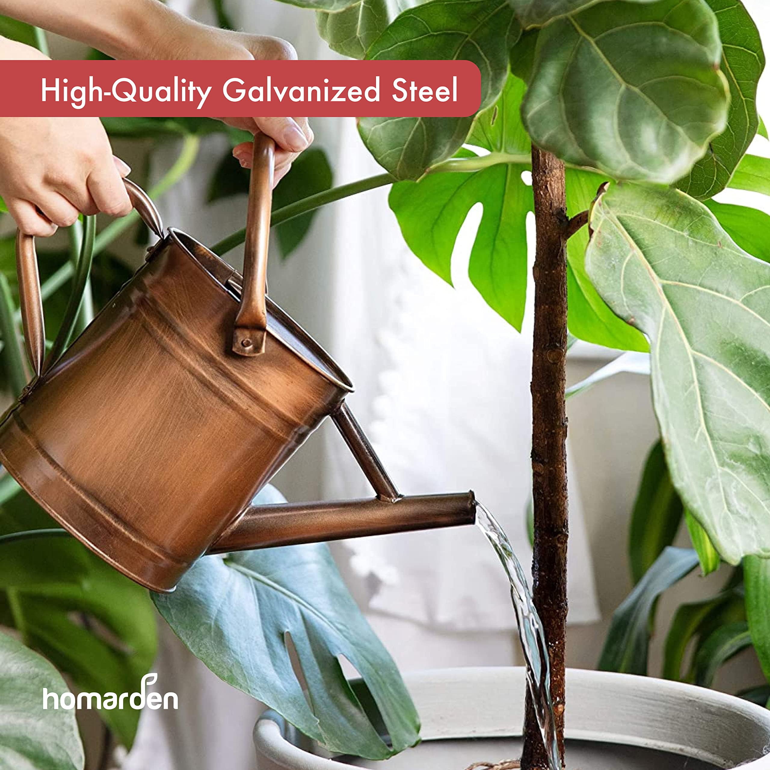 Homarden 81 oz. Copper Watering Can - Metal Spout - Galvanized for Indoor/Outdoor Plants - Gift & Decoration - Indoor Plant Watering Can, Watering Cans