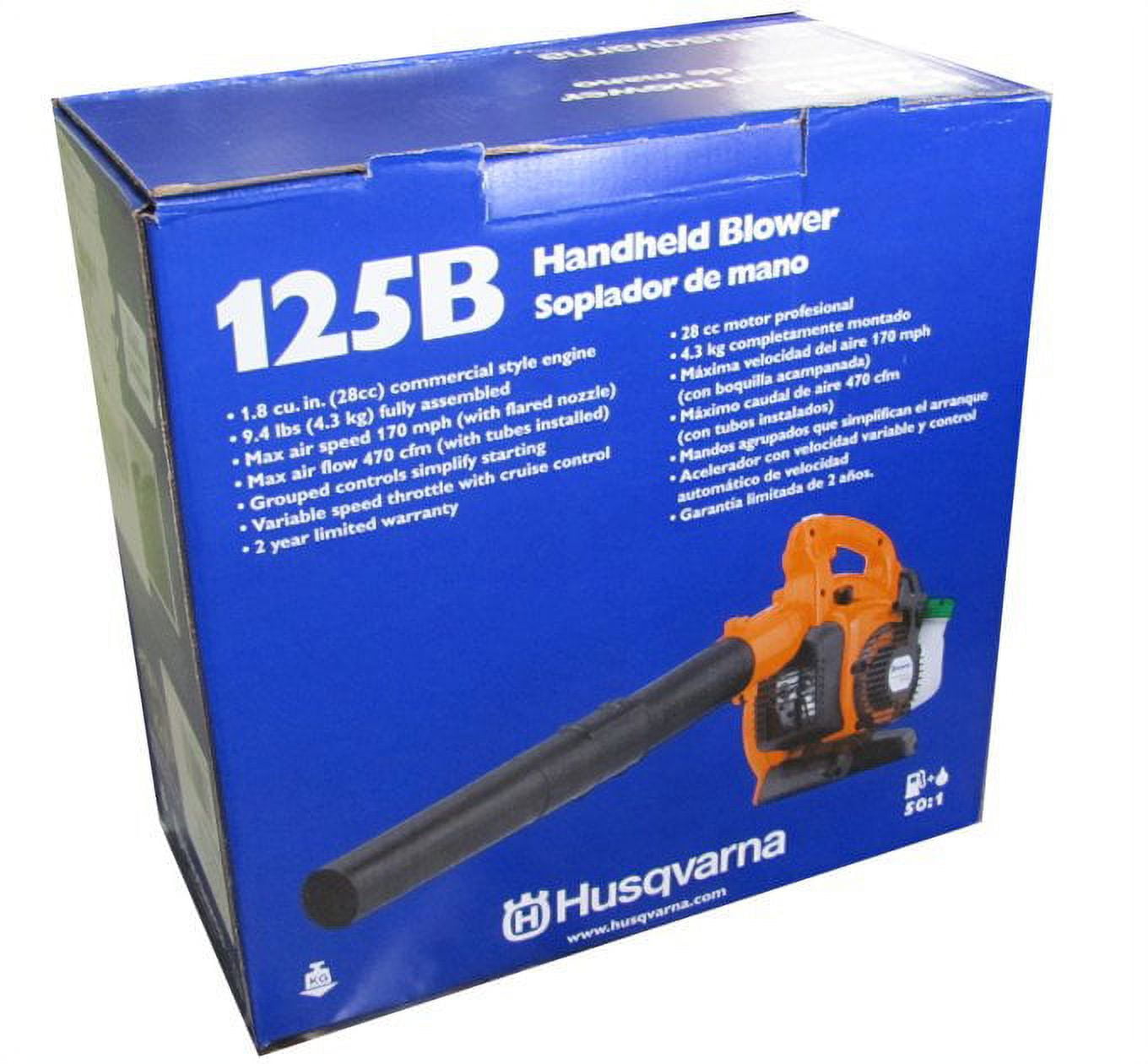 Husqvarna 952711925 125B Handheld Leaf Blower 28cc 2 Stroke Gas Powered Variable