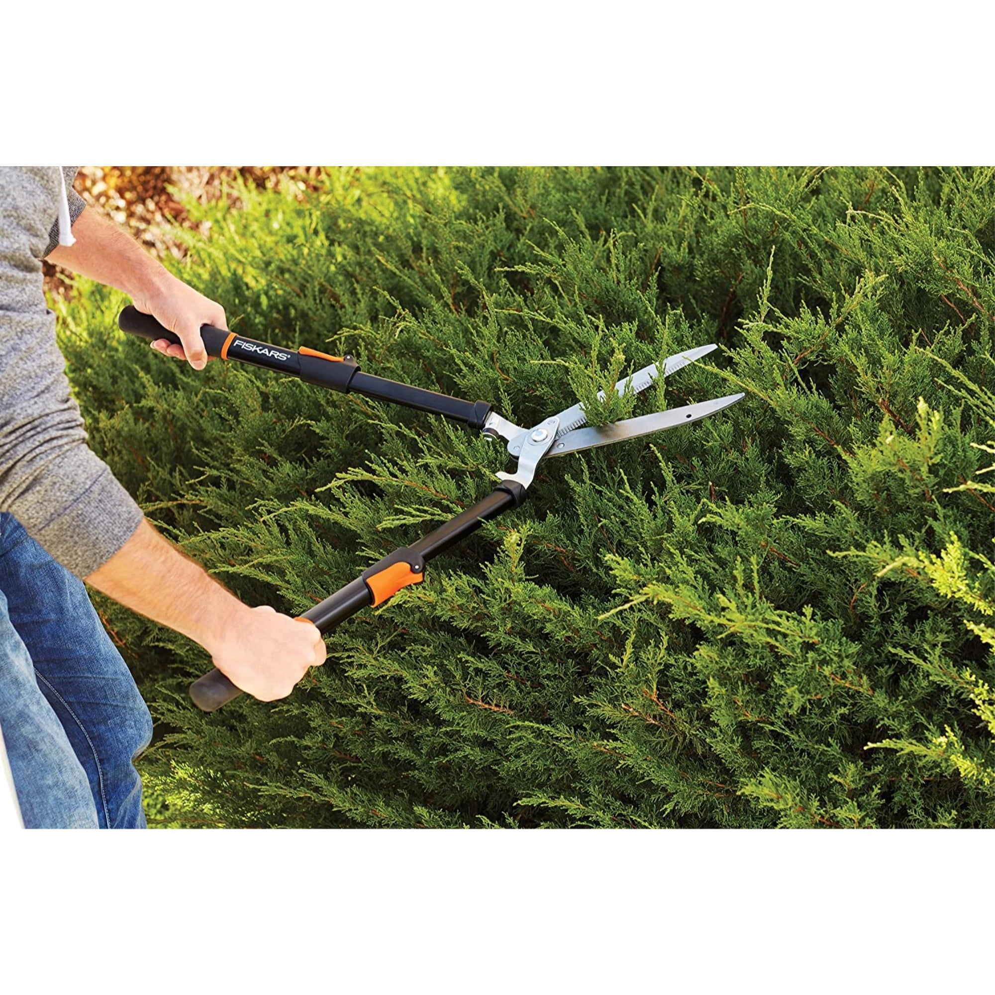 Fiskars Extendable Hedge Shears, 25-33" Power-Lever Steel Clippers