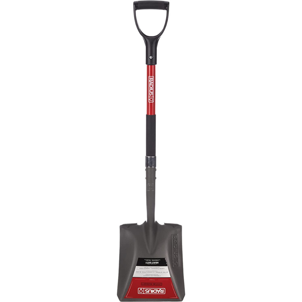 Radius Premium D-Handle Square-Point Shovel, Fiberglass Shaft