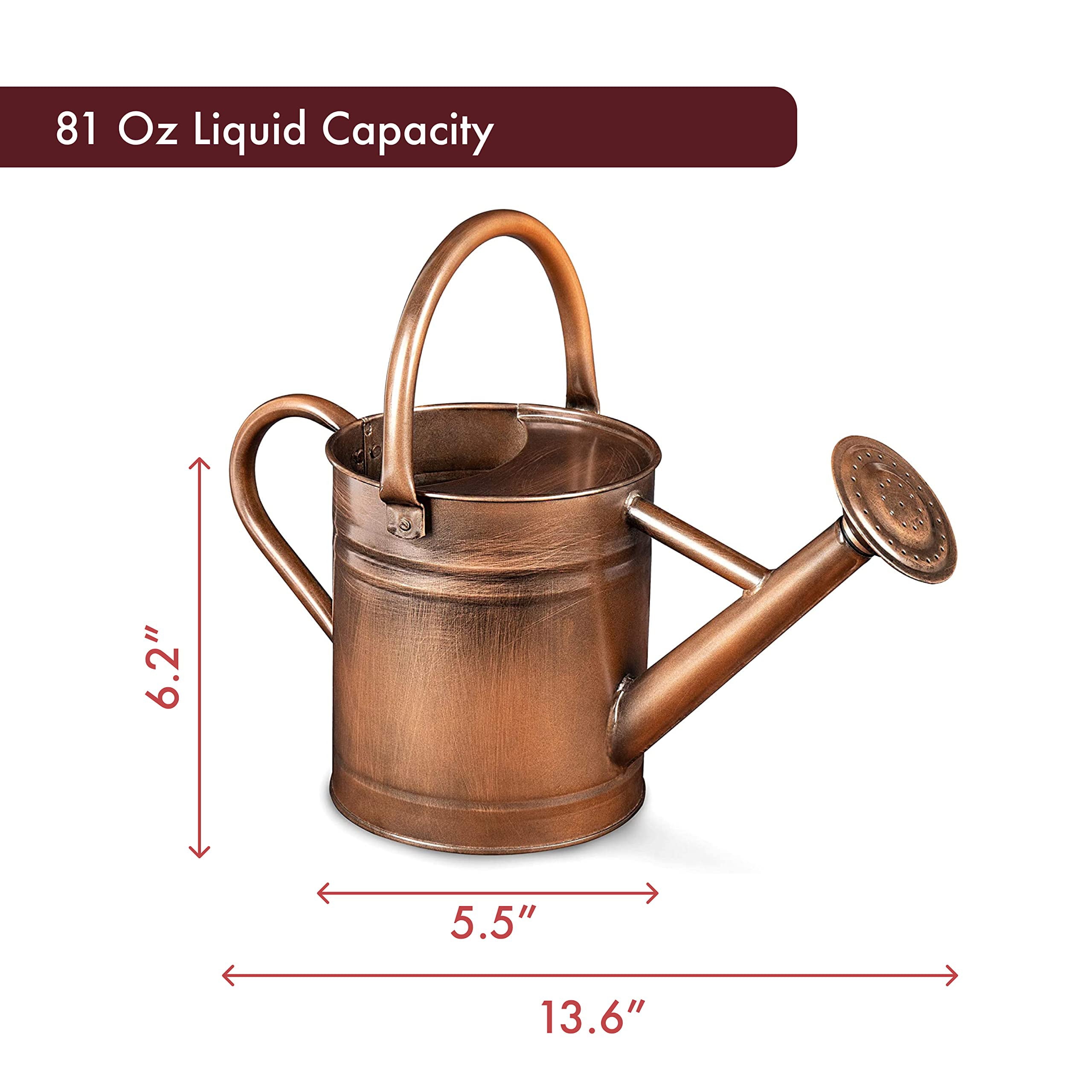 Homarden 81 oz. Copper Watering Can - Metal Spout - Galvanized for Indoor/Outdoor Plants - Gift & Decoration - Indoor Plant Watering Can, Watering Cans